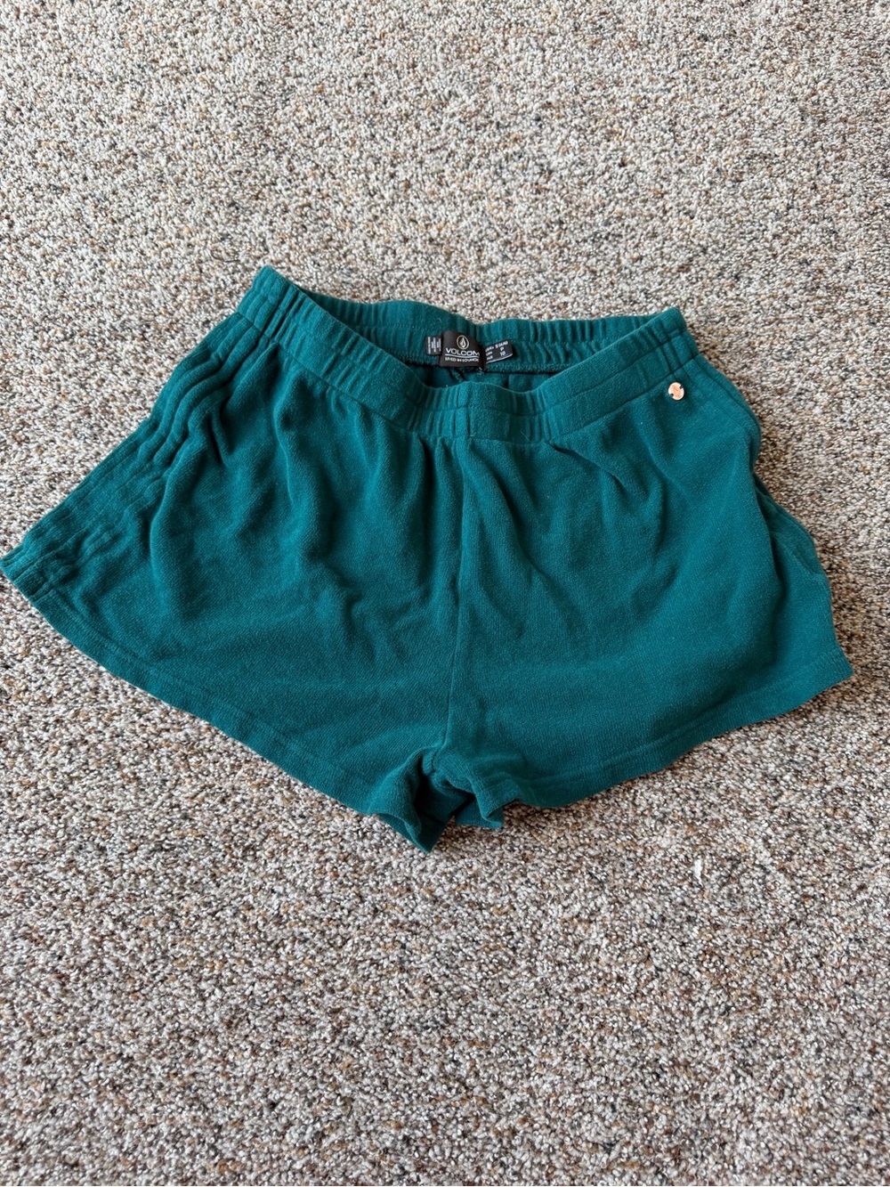 Volcom Lived In Lounge Womens S 4/6 Teal Green Fleece Shorts Surf Y2K